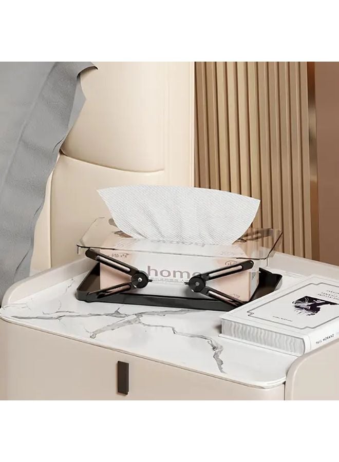 حامل علبة المناديل الأسود التلقائي ذو الزنبرك للمطبخ والحمام والمكتب - Image 5